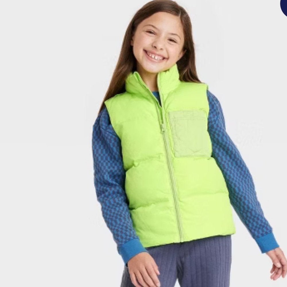 Cat & Jack Neon Green Puffer Vest for Kids